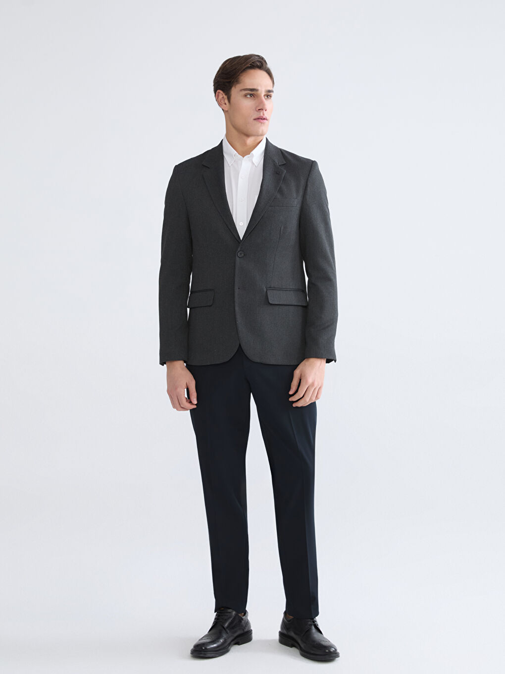 Antrasit Dar Kalıp Erkek Blazer Ceket-1