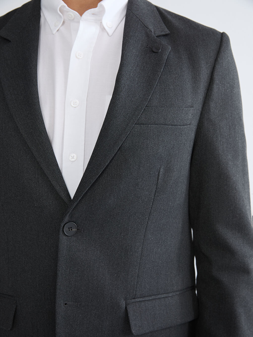 Antrasit Dar Kalıp Erkek Blazer Ceket-2