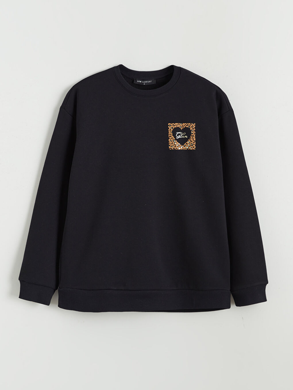 Siyah Baskılı Oversize Kadın Kalın Sweatshirt-4