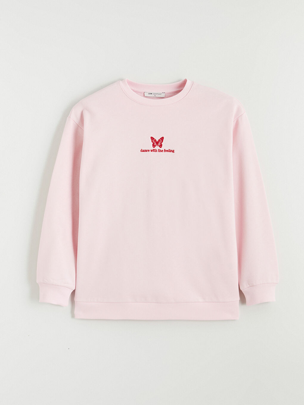 Pembe Nakışlı Oversize Kadın Kalın Sweatshirt-4