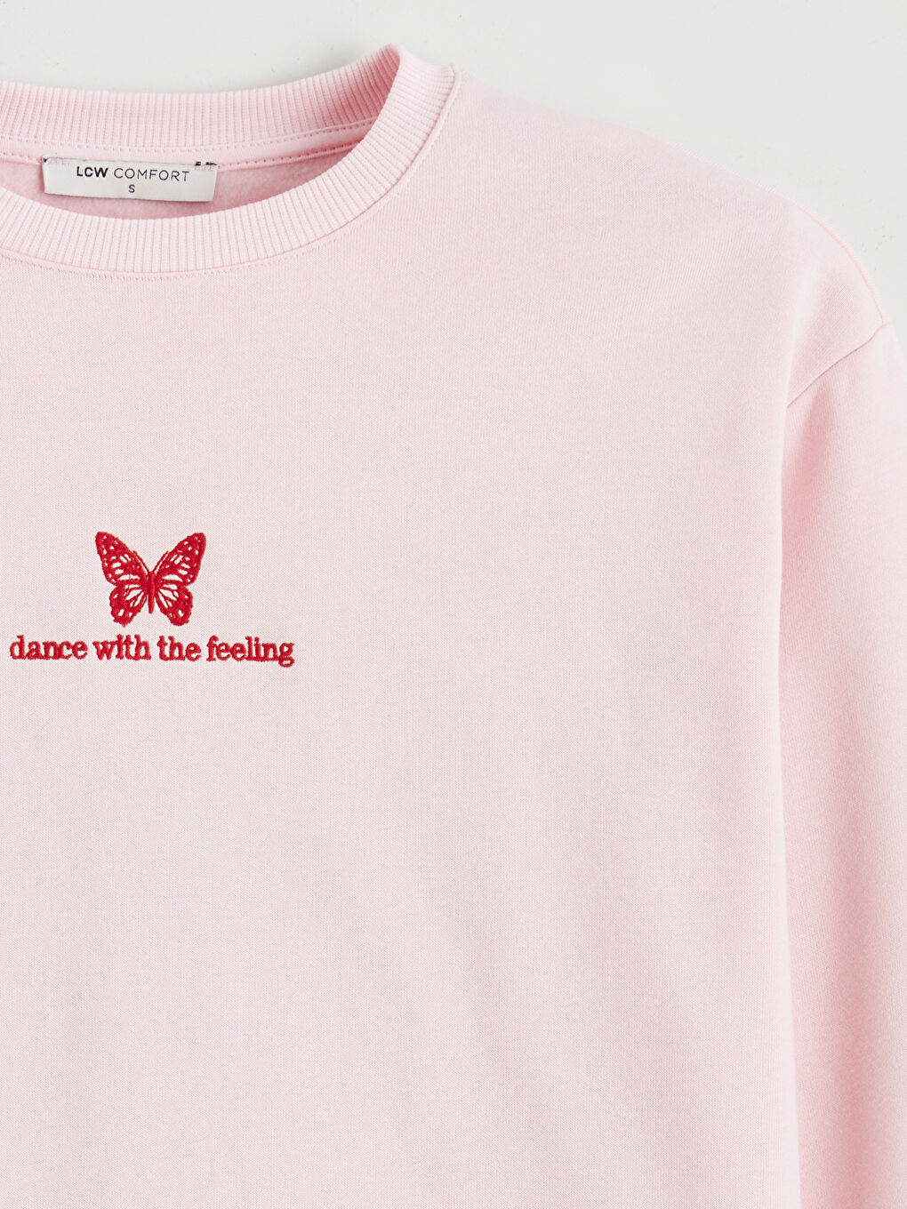 Pembe Nakışlı Oversize Kadın Kalın Sweatshirt-6