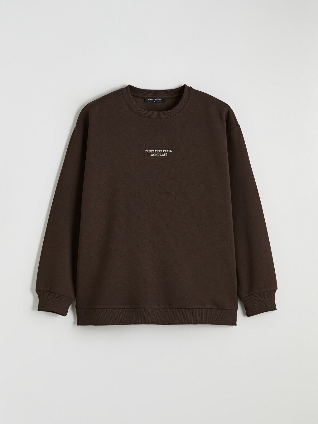 Kahverengi Nakışlı Oversize Kadın Kalın Sweatshirt-4