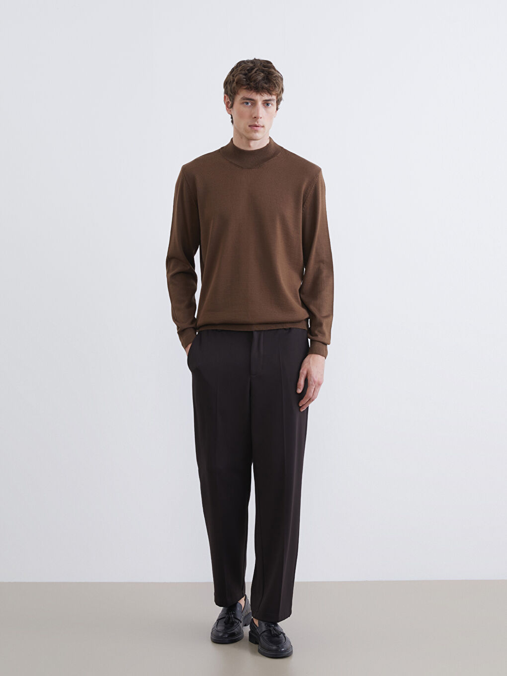 Kahverengi Standart Kalıp Erkek Pantolon