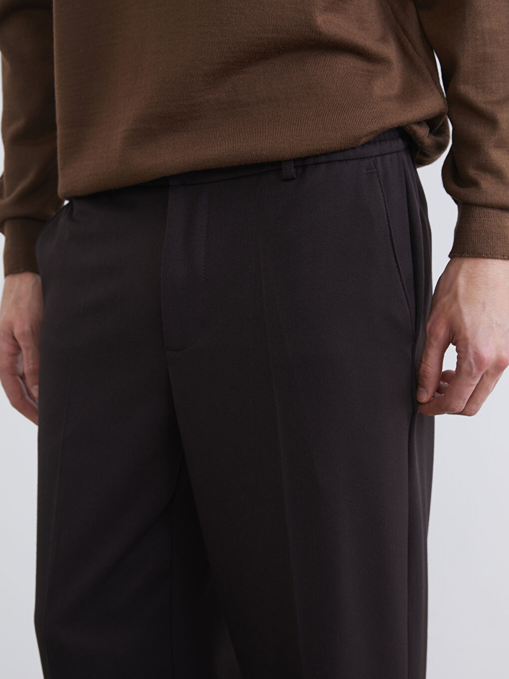 Kahverengi Standart Kalıp Erkek Pantolon-2