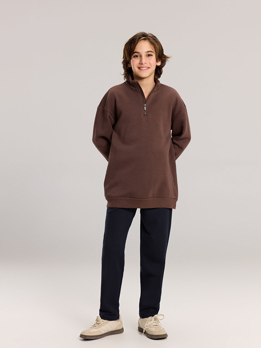 Lacivert Beli Lastikli Pileli Erkek Çocuk Pantolon