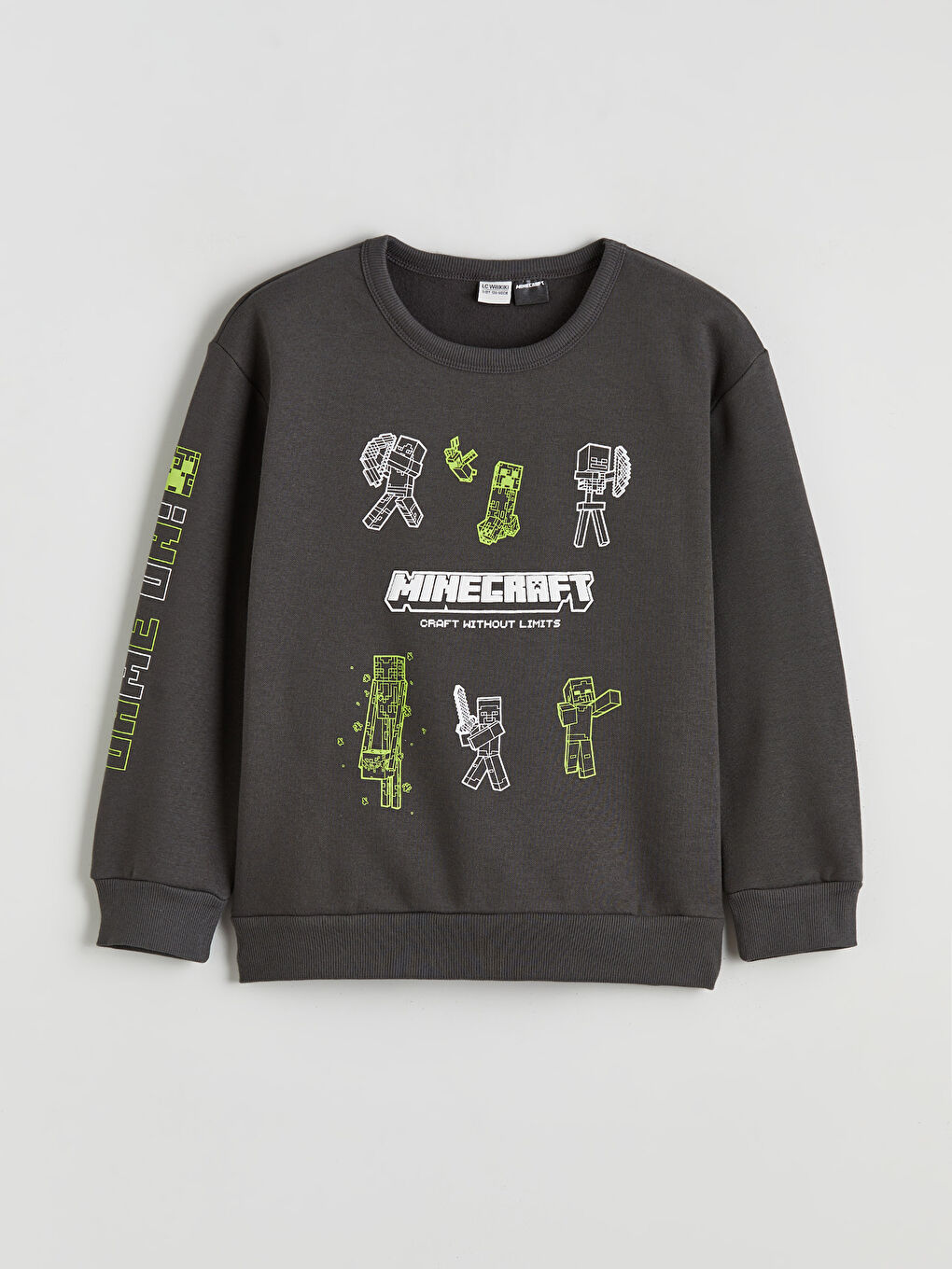 Bisiklet Yaka Minecraft Baskılı Erkek Çocuk Sweatshirt