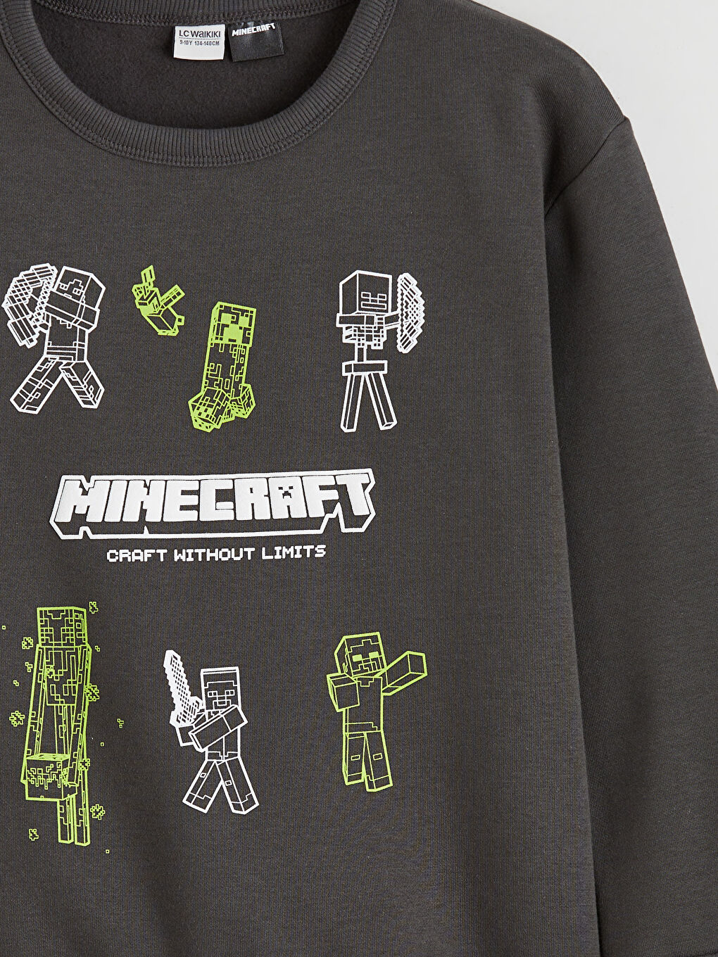 Bisiklet Yaka Minecraft Baskılı Erkek Çocuk Sweatshirt-2