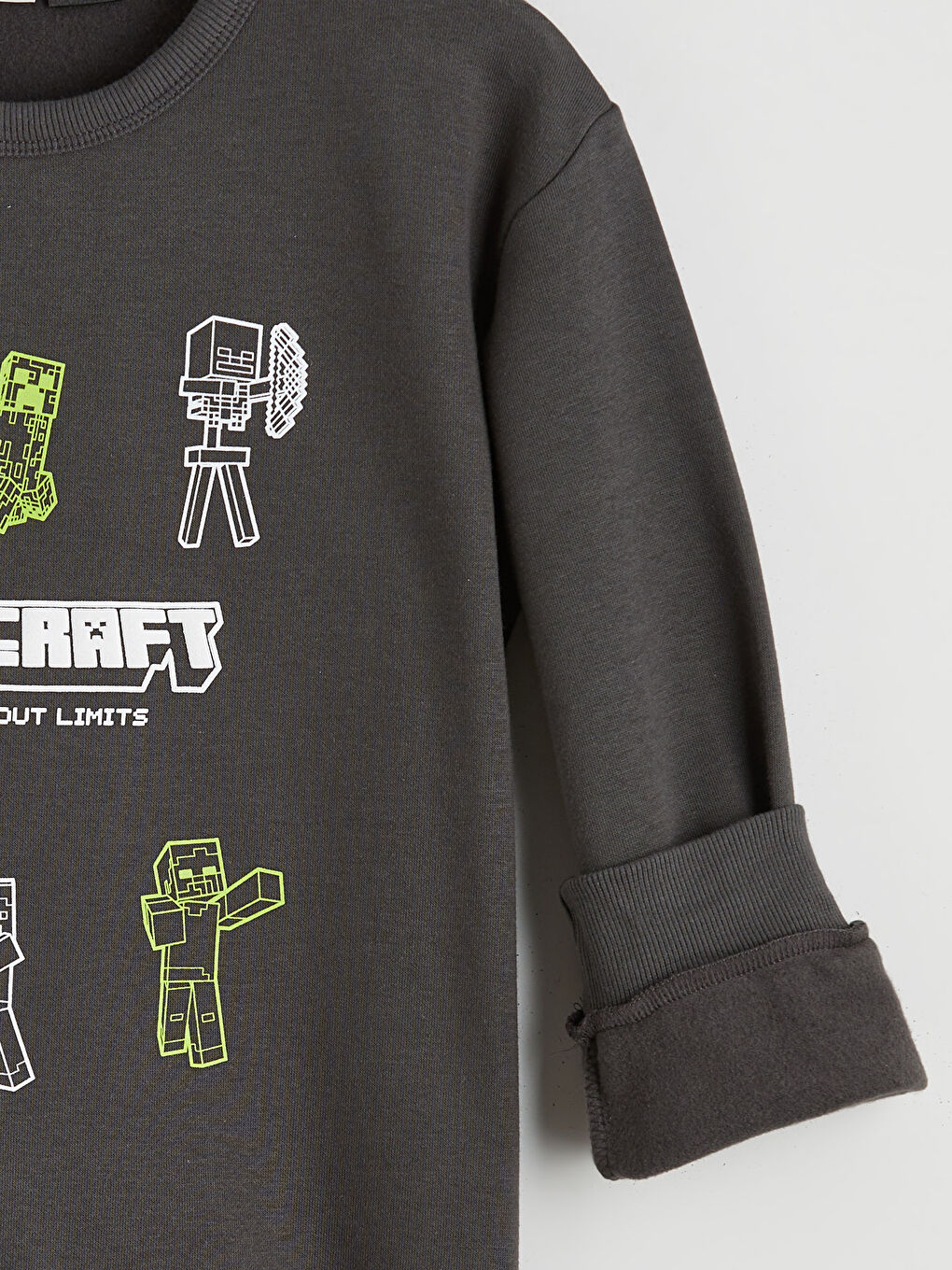 Bisiklet Yaka Minecraft Baskılı Erkek Çocuk Sweatshirt-3
