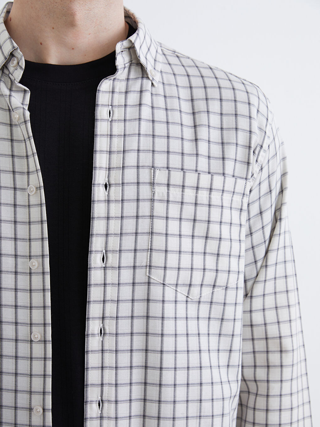 Cămașă din flanel pentru bărbați, cu mânecă lungă, croială regular, model în carouri-2