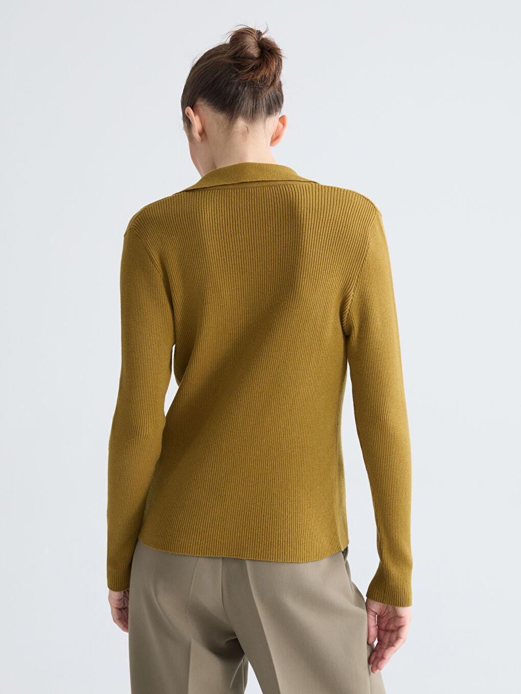 поло жағалы әйелдерге арналған трикотаж кардиган-3