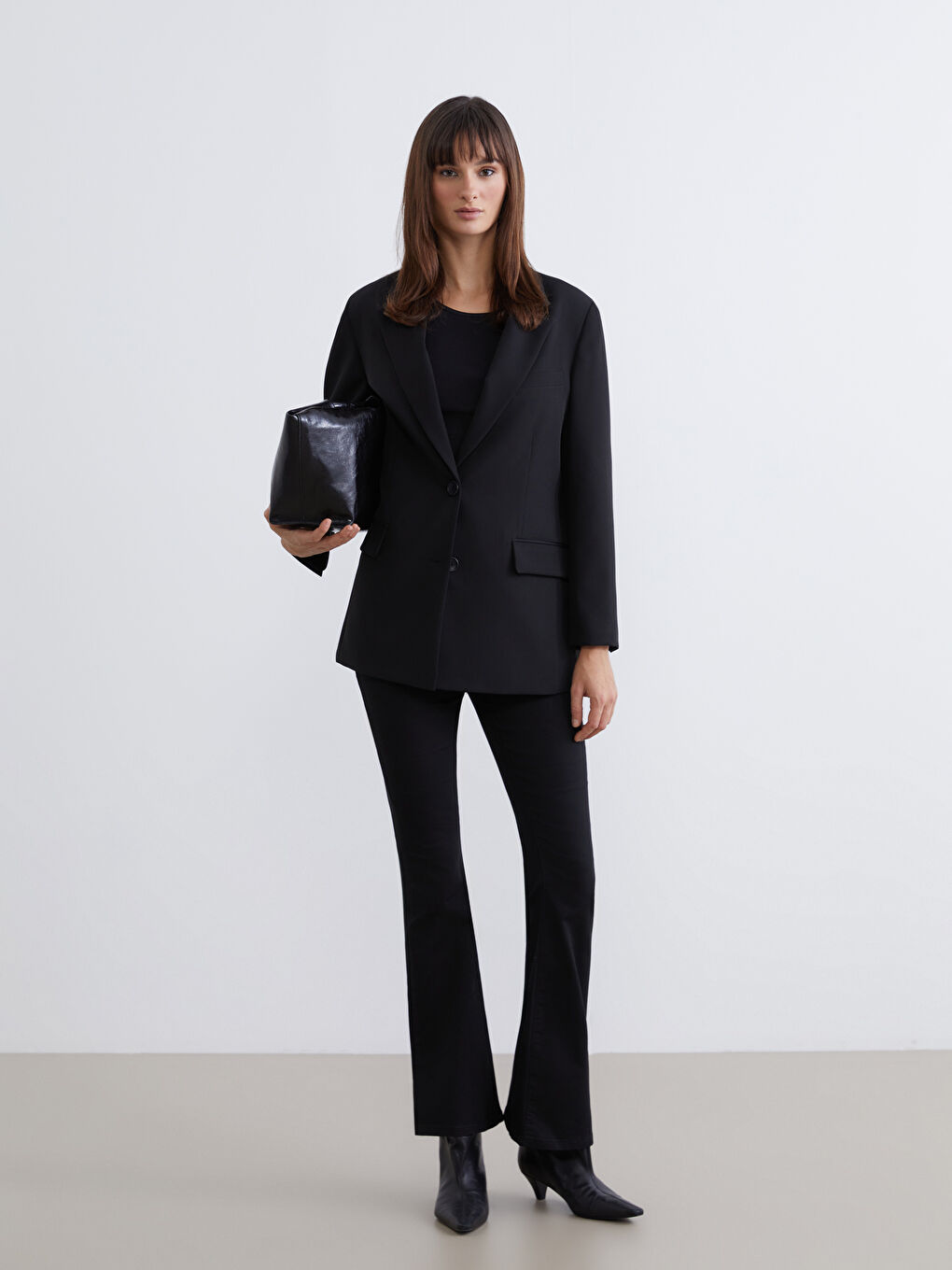 Siyah Krep Kadın Blazer Ceket-3