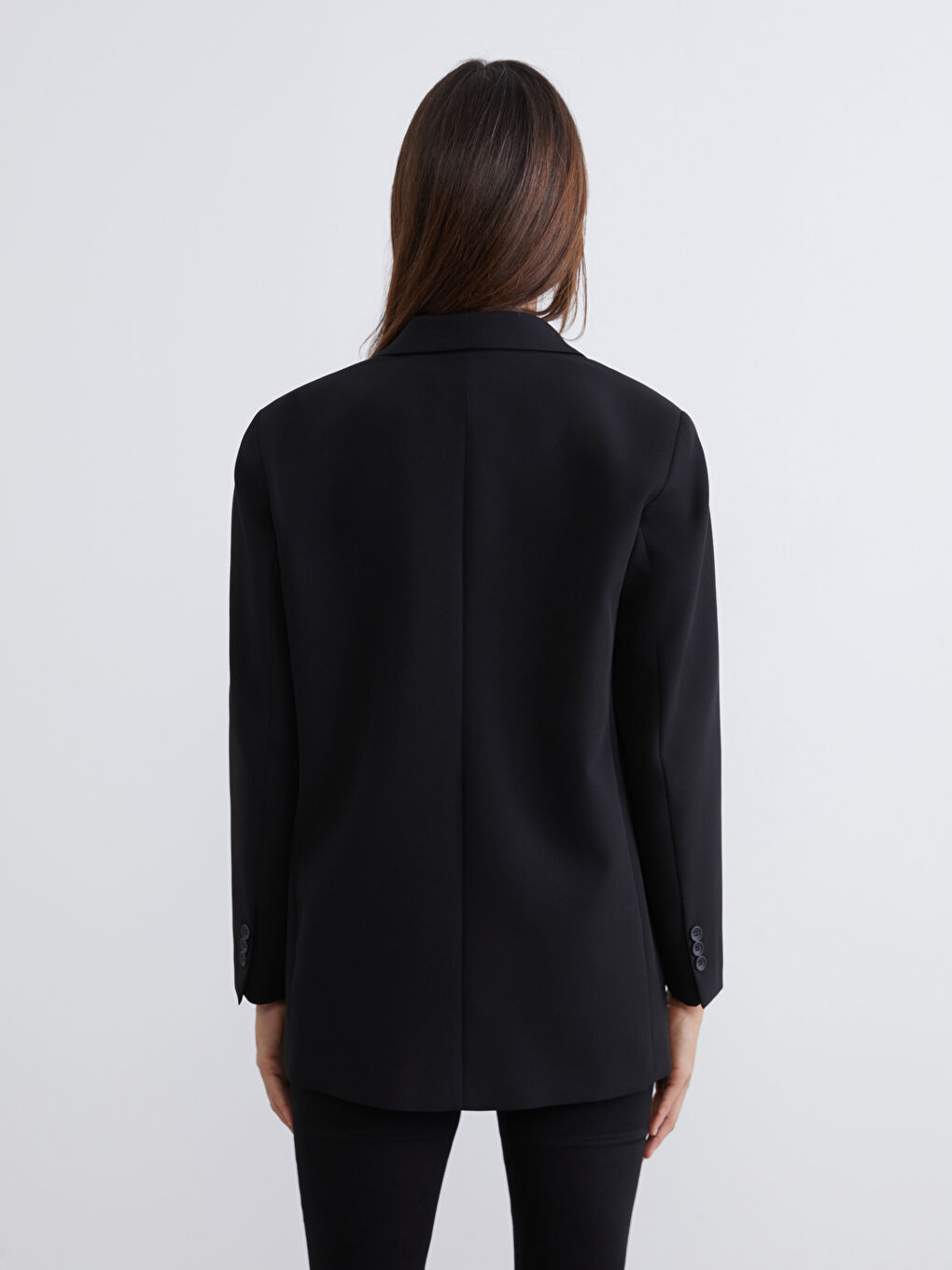 Siyah Krep Kadın Blazer Ceket-8