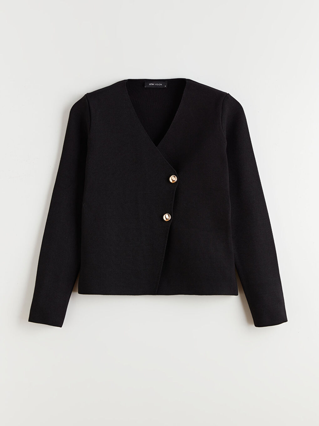 Siyah Kruvaze Yaka Kadın Triko Hırka-4