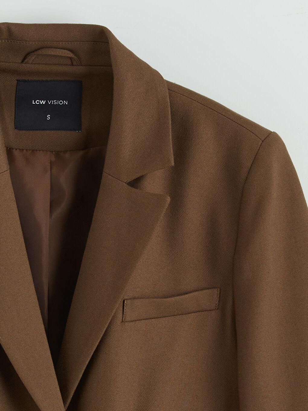 Bej Kruvaze Yaka Kadın Kaşe Blazer Ceket-1