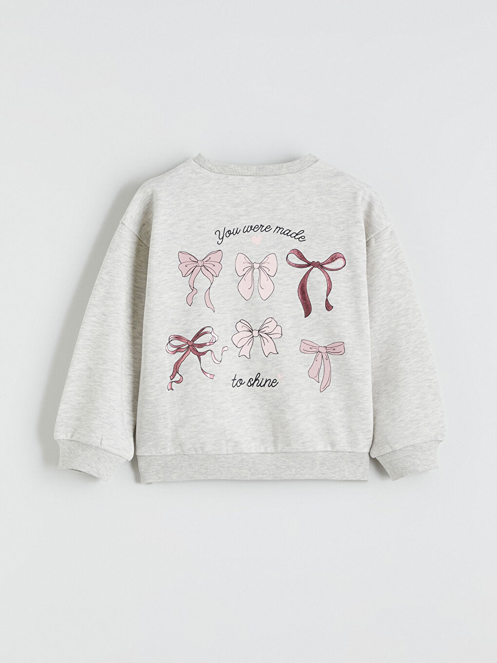 Свитшот для девочек с бантом и принтом толстый-3