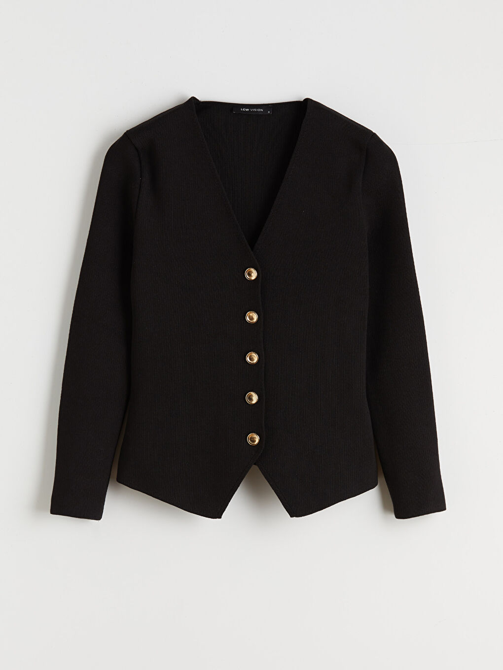 Siyah V Yaka Kadın Triko Hırka-4