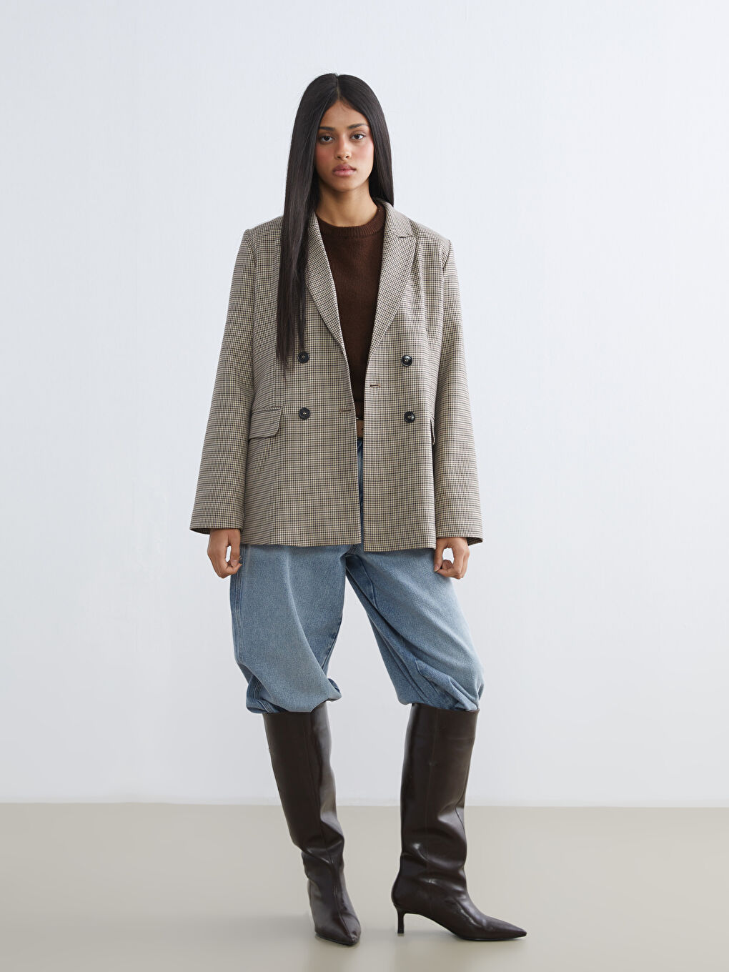 Woman BROWN Blazer Jacket-1