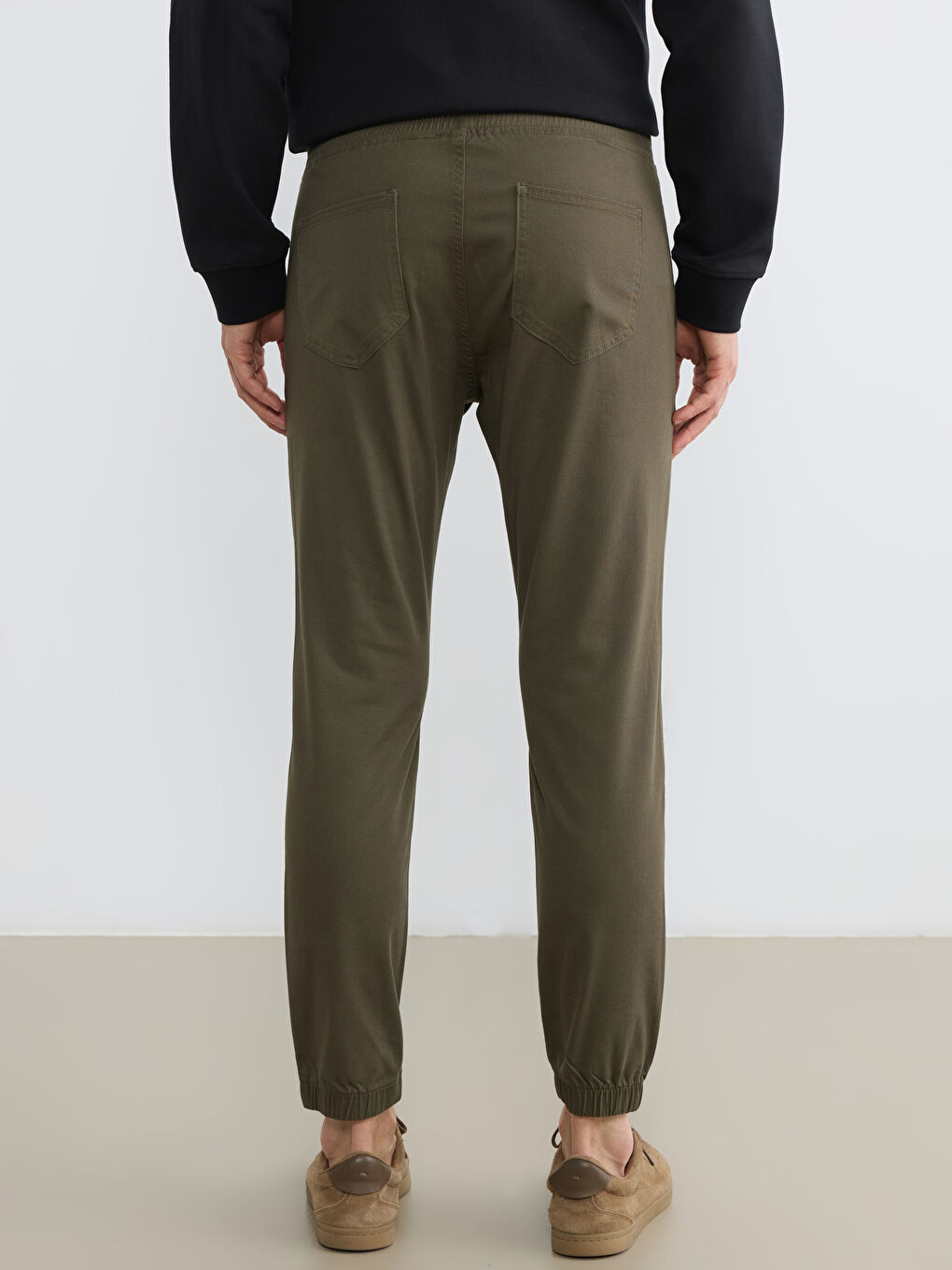 Haki Slim Fit Erkek Gabardin Jogger Pantolon-3