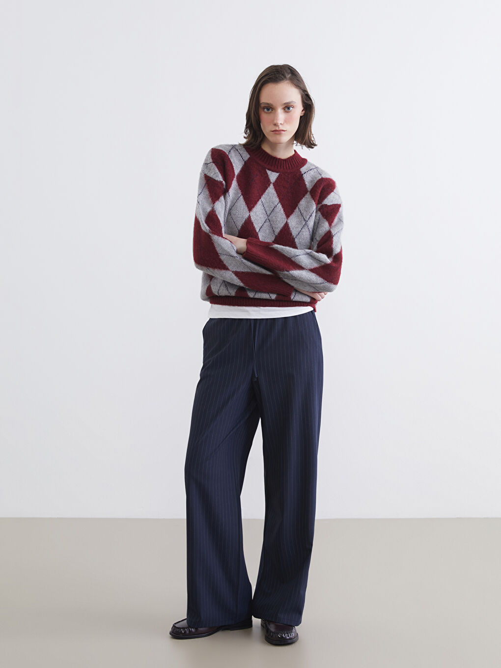 Elastic Waist Striped Women's Trousers