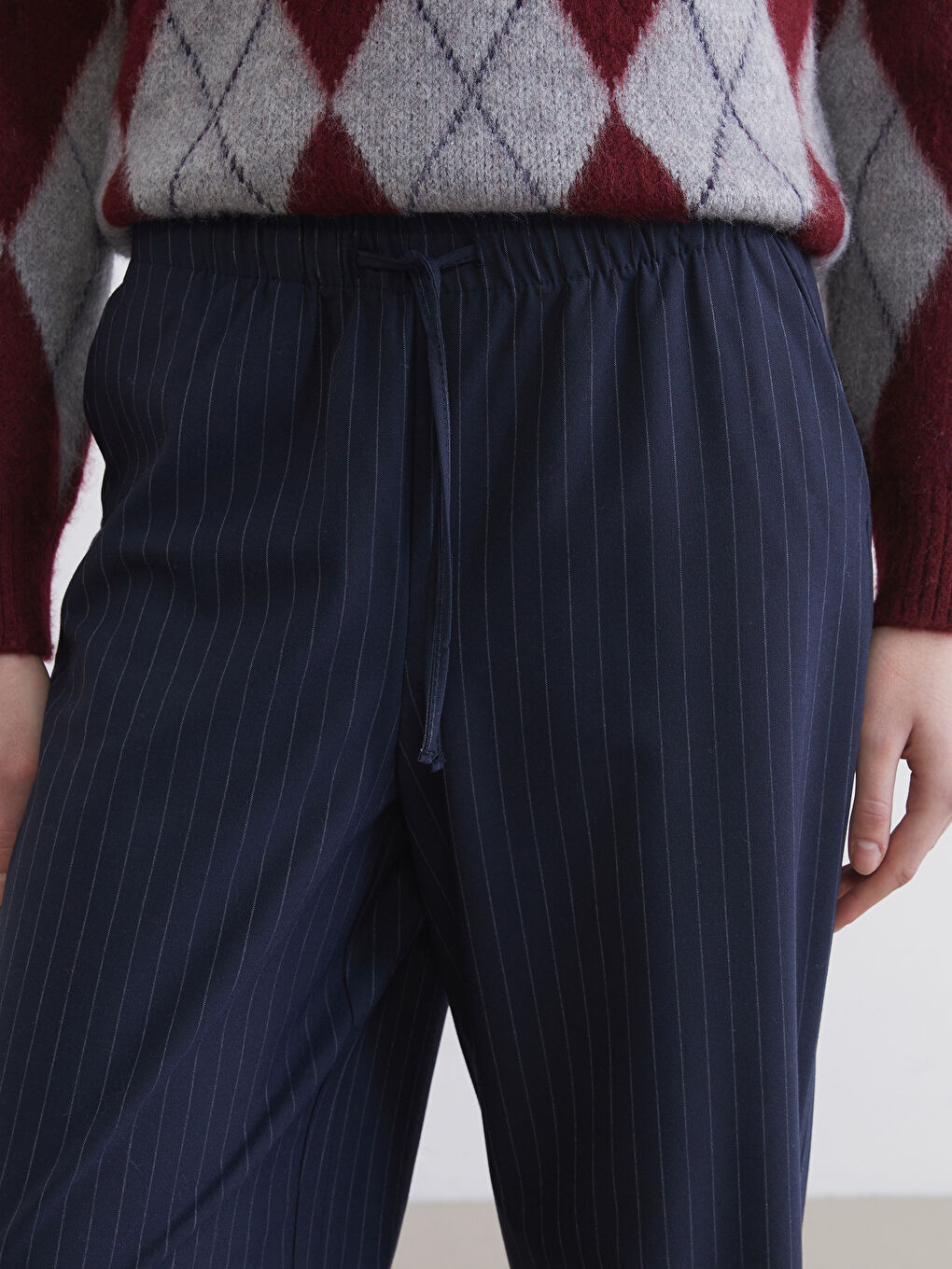 Elastic Waist Striped Women's Trousers-2