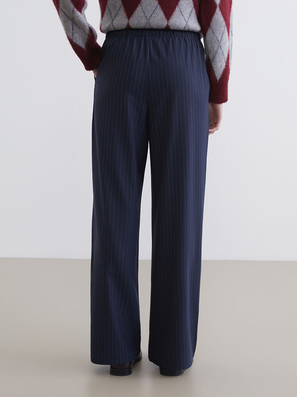 Elastic Waist Striped Women's Trousers-3