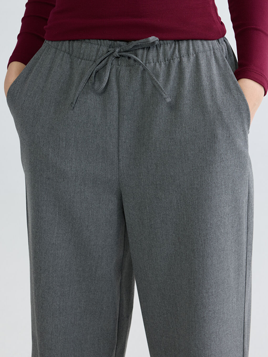 Elastic Waist Wide Leg Women's Trousers-2