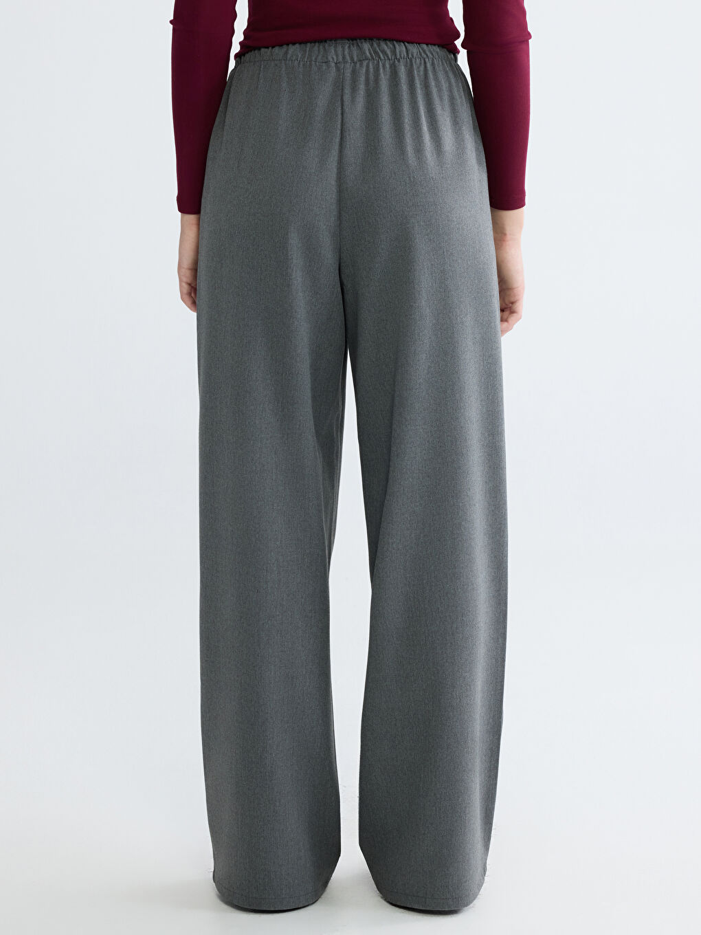 Elastic Waist Wide Leg Women's Trousers-3