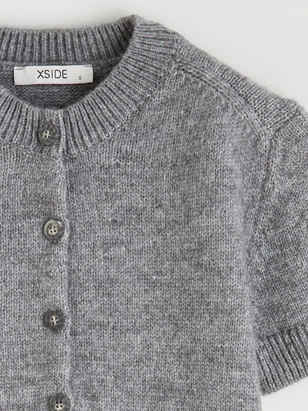 Gri Bisiklet Yaka Kadın Triko Hırka-5