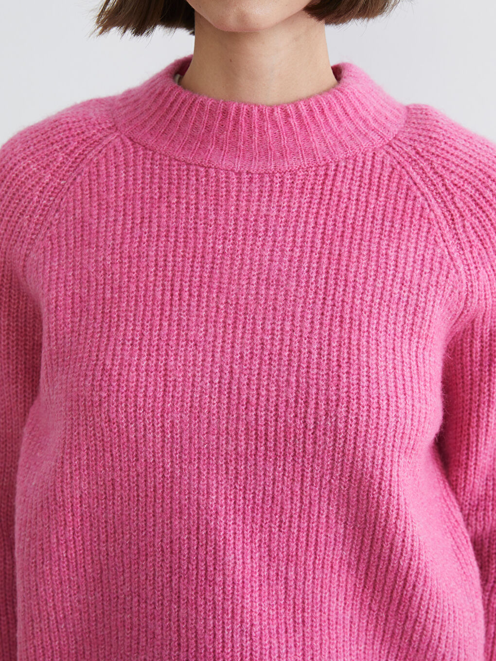 Pembe Yarım Balıkçı Yaka Kadın Triko Kazak-2