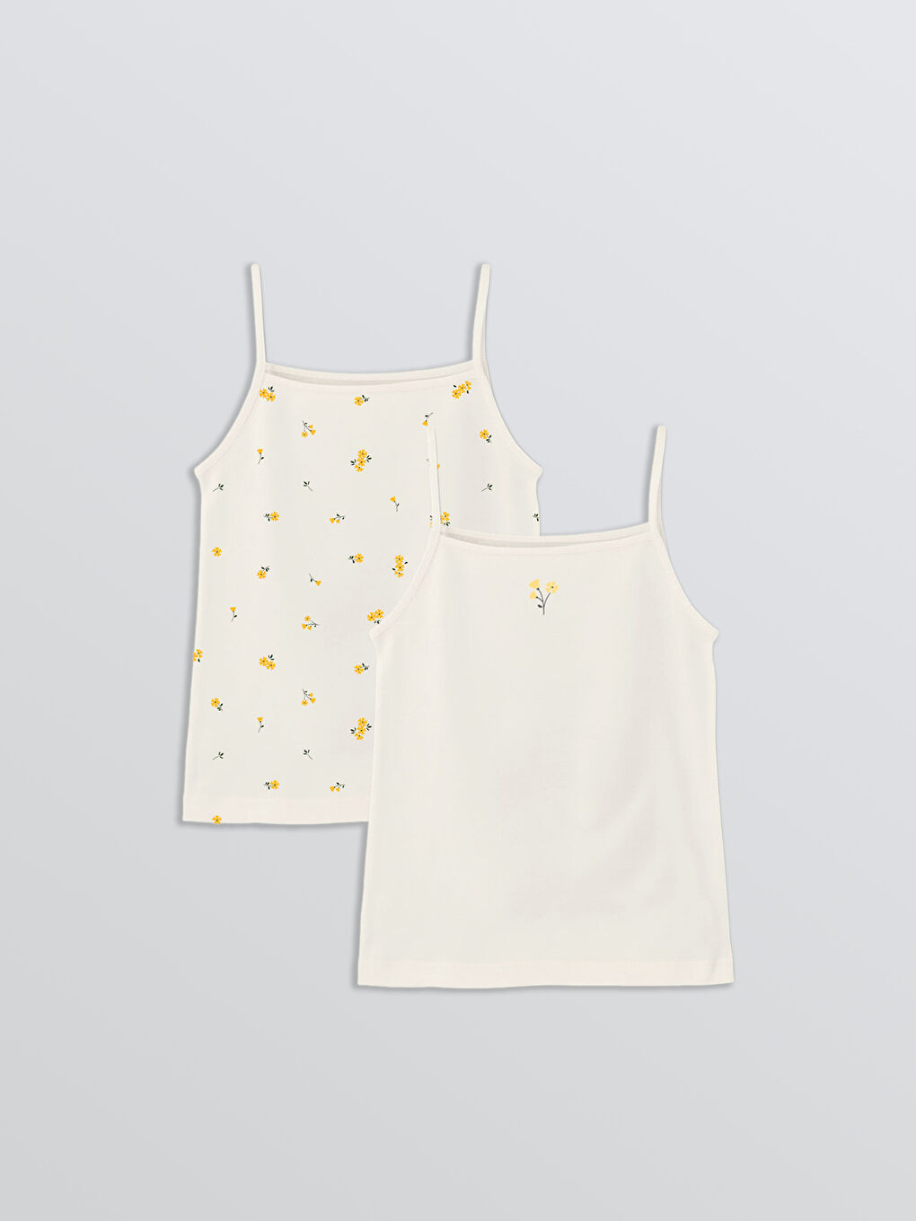 қыздарға арналған шаршы жағалы гүлді өрнек майка 2 данадан тұратын