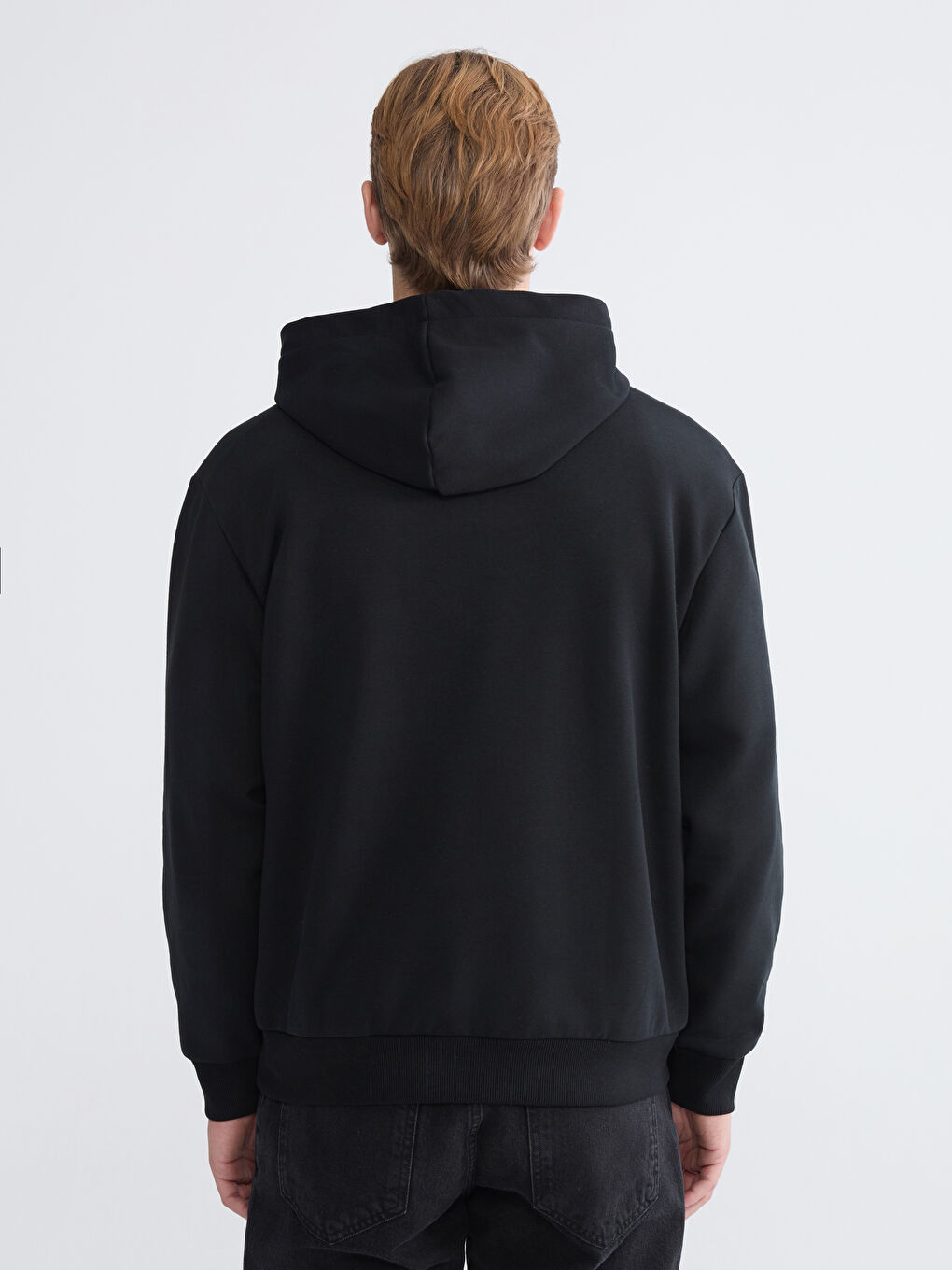 Siyah Uzun Kollu Erkek Kalın Hoodie-3