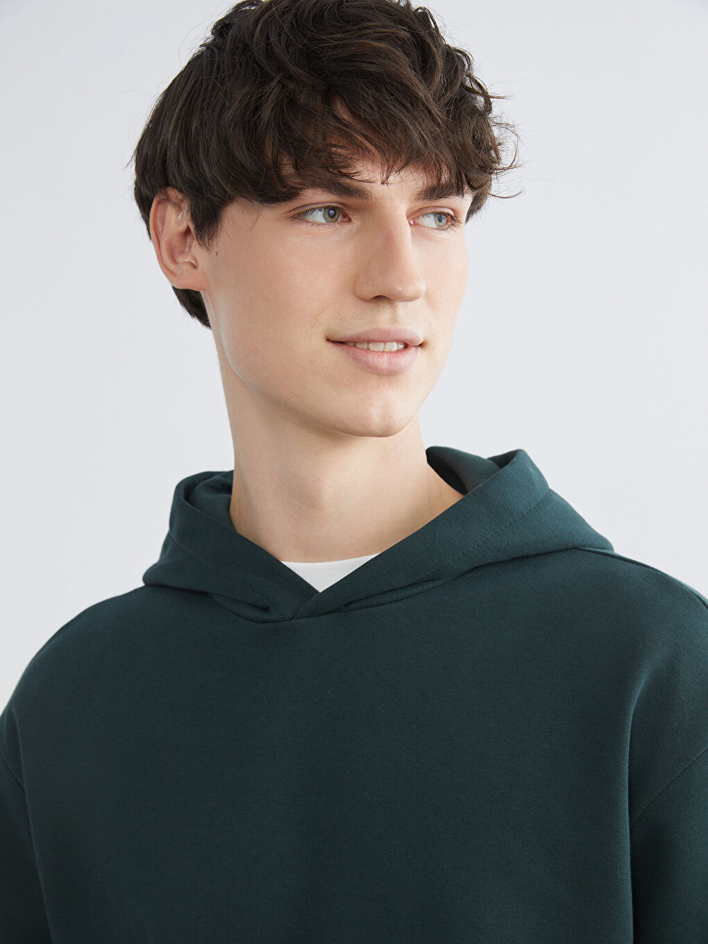 Yeşil Uzun Kollu Erkek Kalın Hoodie-2