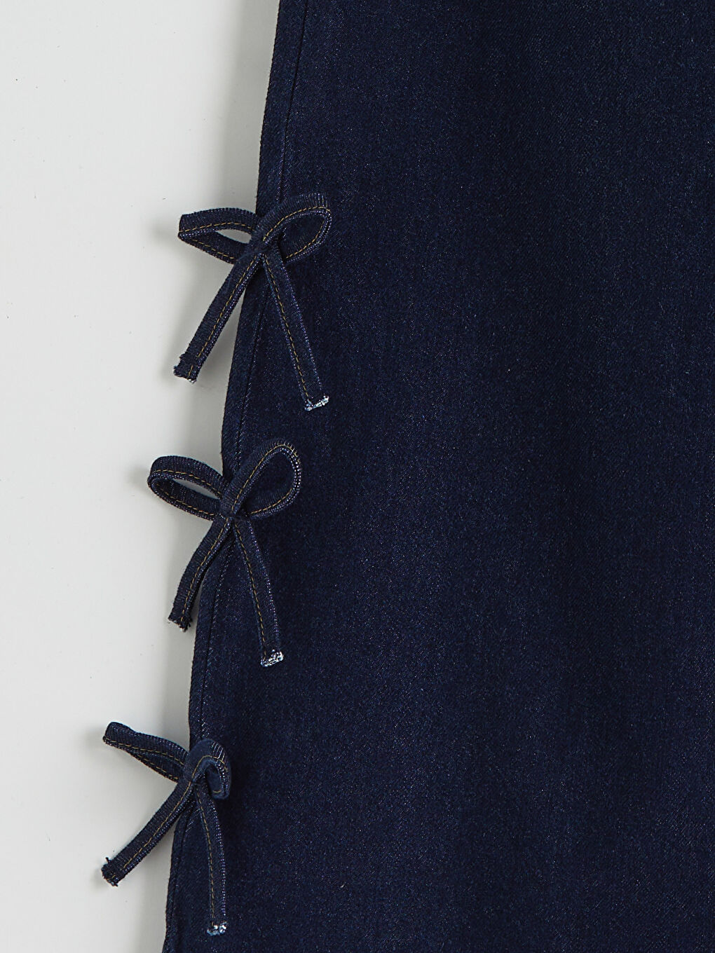 İndigo Wideleg Fiyonk Detaylı Kız Çocuk Jean Pantolon-3