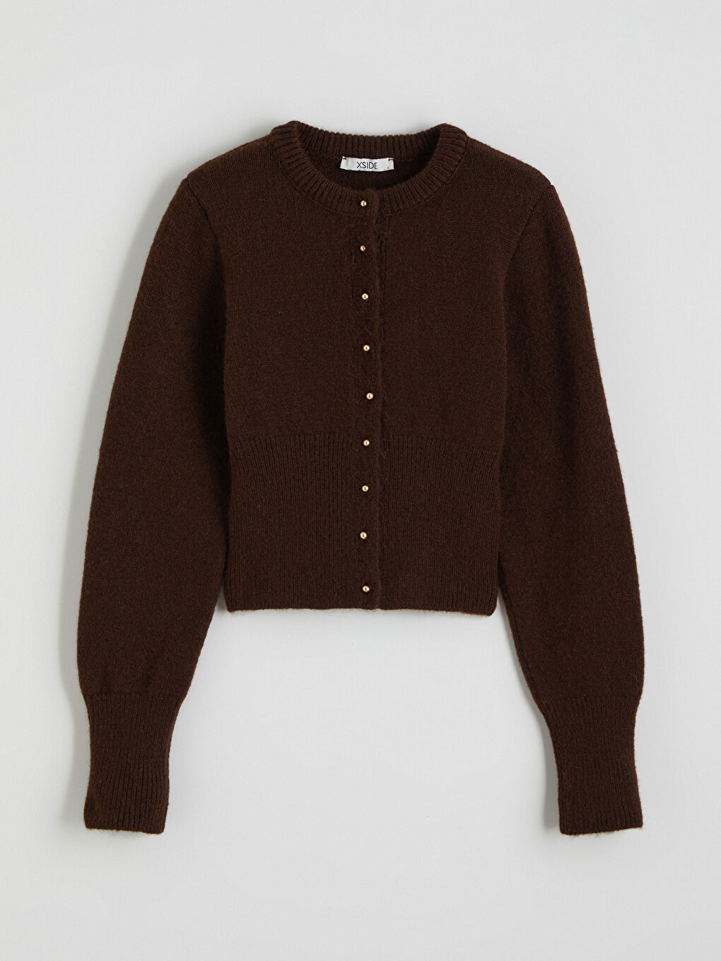 Kahverengi Bisiklet Yaka Kadın Triko Hırka-4