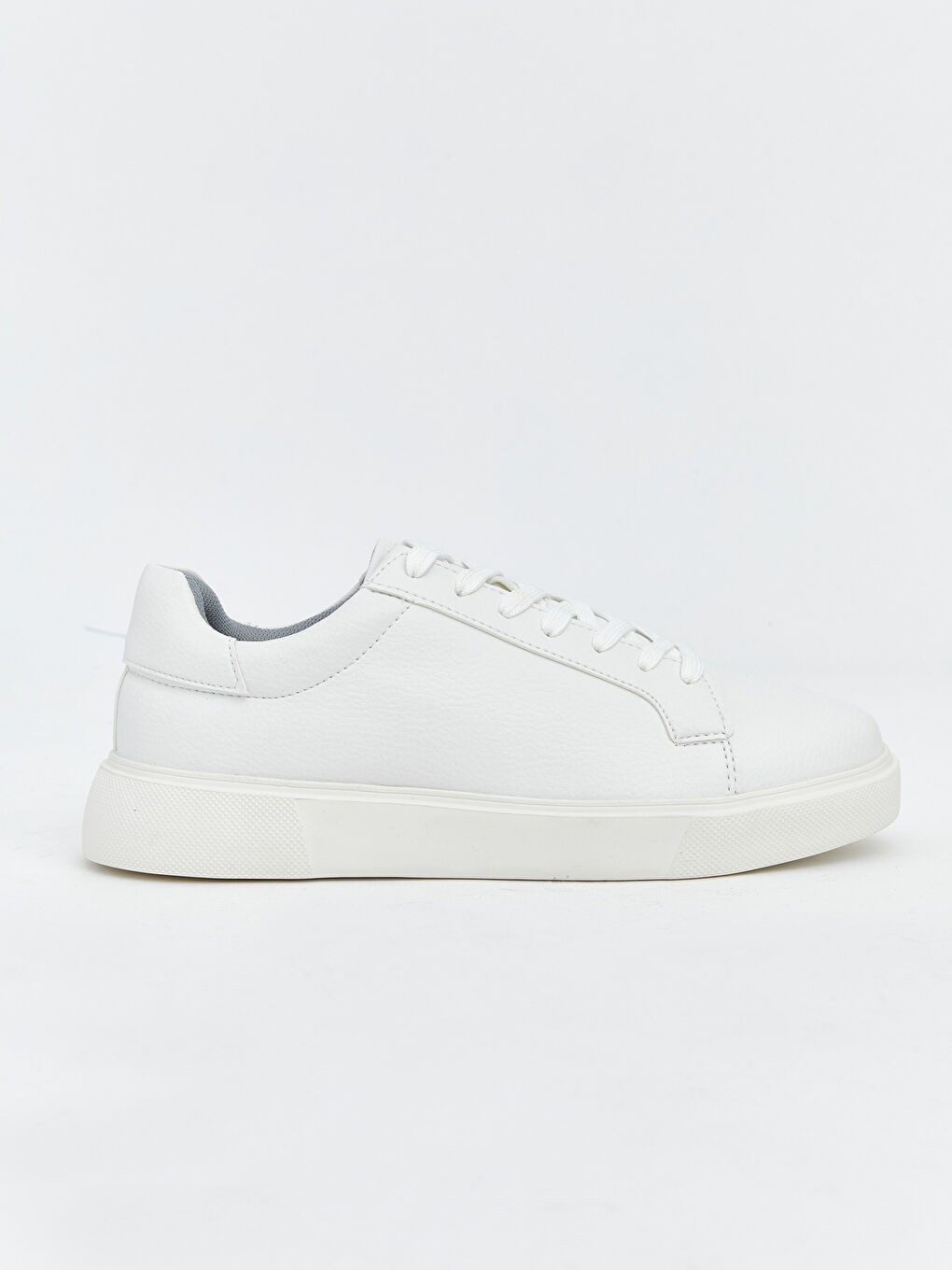 Beyaz Bağcıklı Deri Görünümlü Erkek Spor Ayakkabı-1