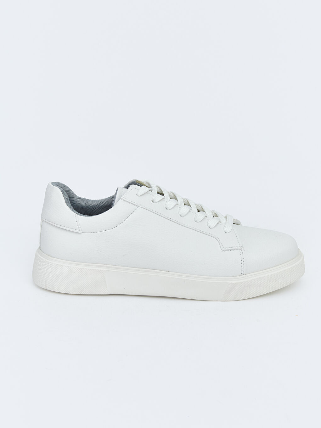 Beyaz Bağcıklı Deri Görünümlü Erkek Spor Ayakkabı-1