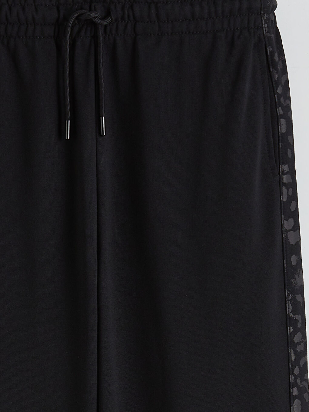 Siyah Beli Lastikli Desenli Kadın Eşofman Altı-5