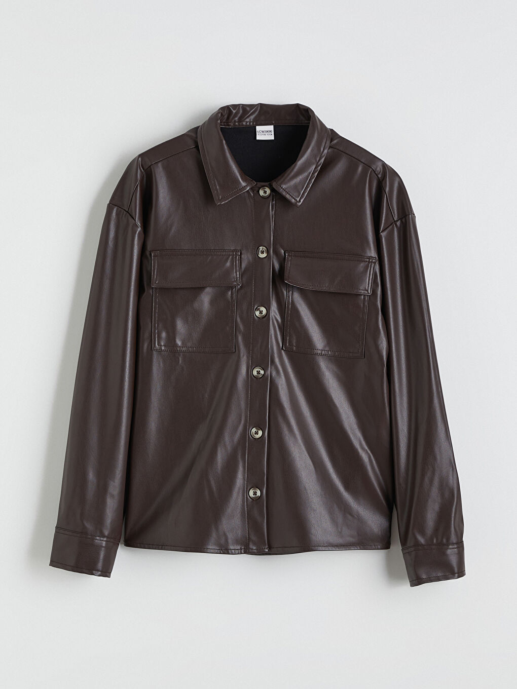 Kahverengi Deri Görünümlü Kız Çocuk Gömlek