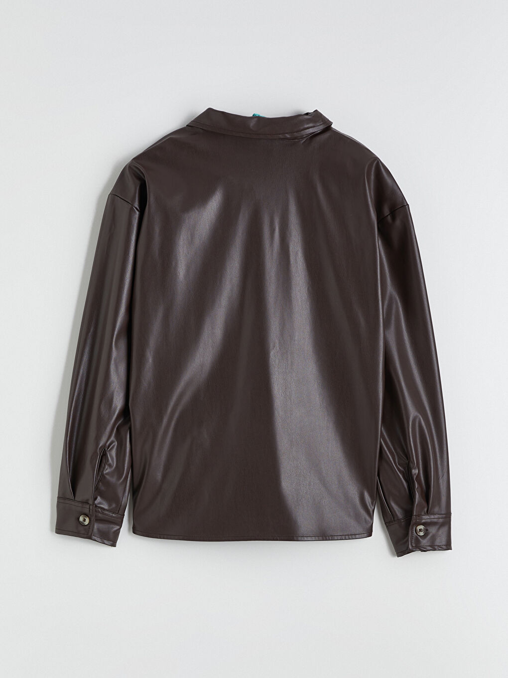 Kahverengi Deri Görünümlü Kız Çocuk Gömlek-3