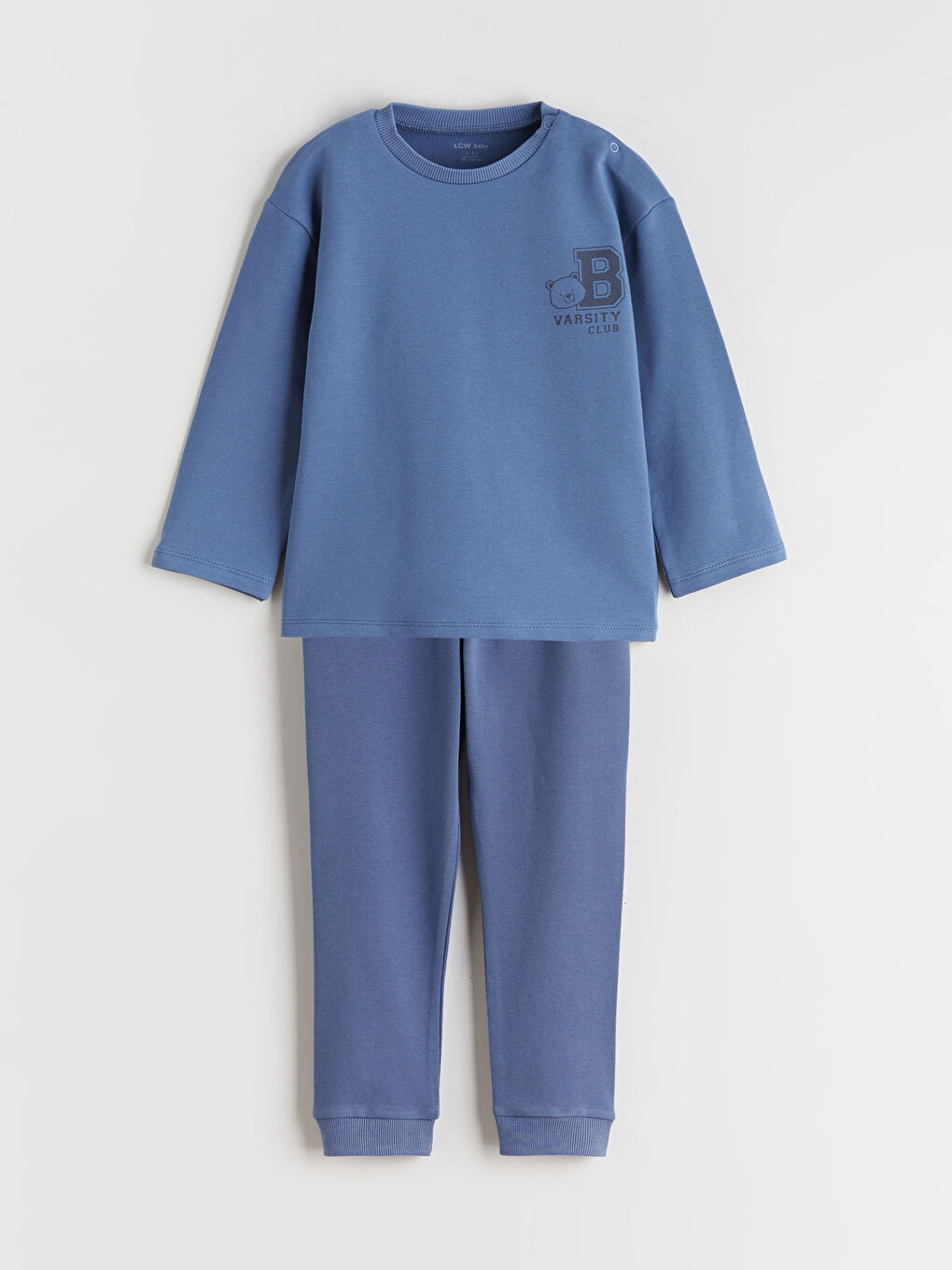 Mavi Bisiklet Yaka Erkek Bebek Pijama Takımı