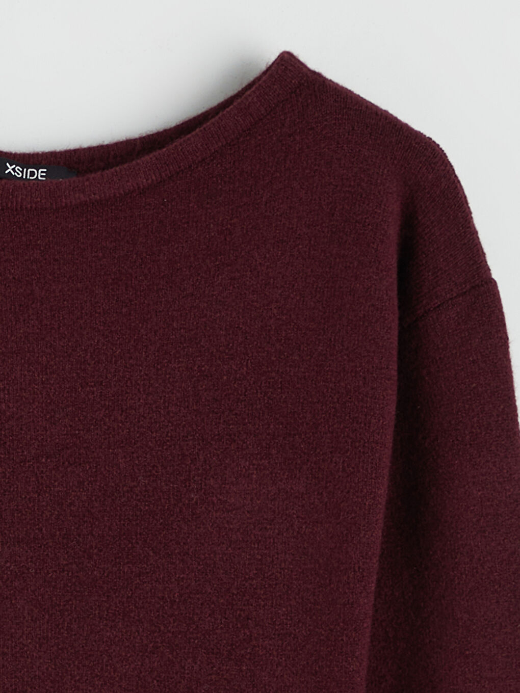 Bordo Kayık Yaka Kadın Triko Kazak-5