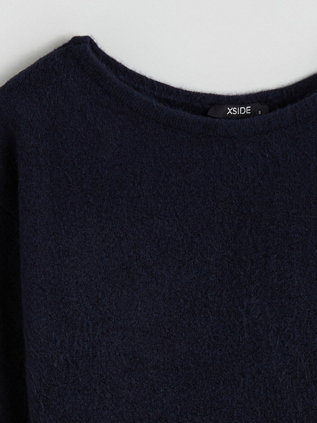 Lacivert Kayık Yaka Kadın Triko Kazak-5