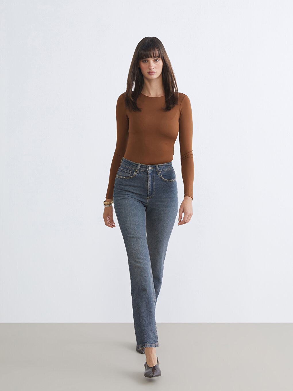 İndigo Mom Fit Kadın Jean Pantolon