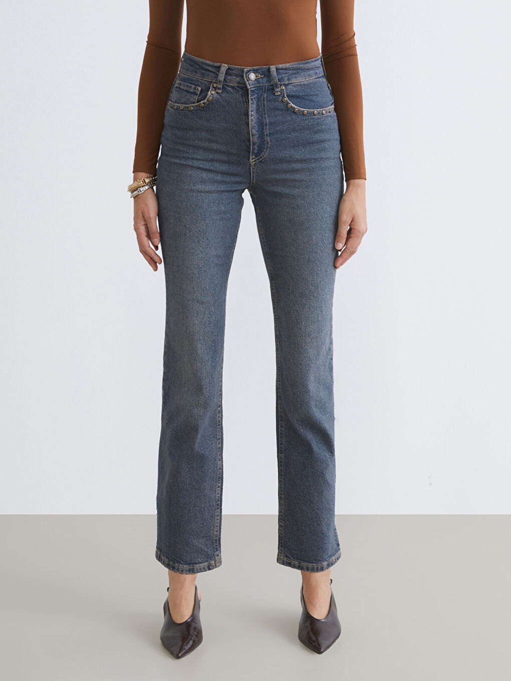 İndigo Mom Fit Kadın Jean Pantolon-1