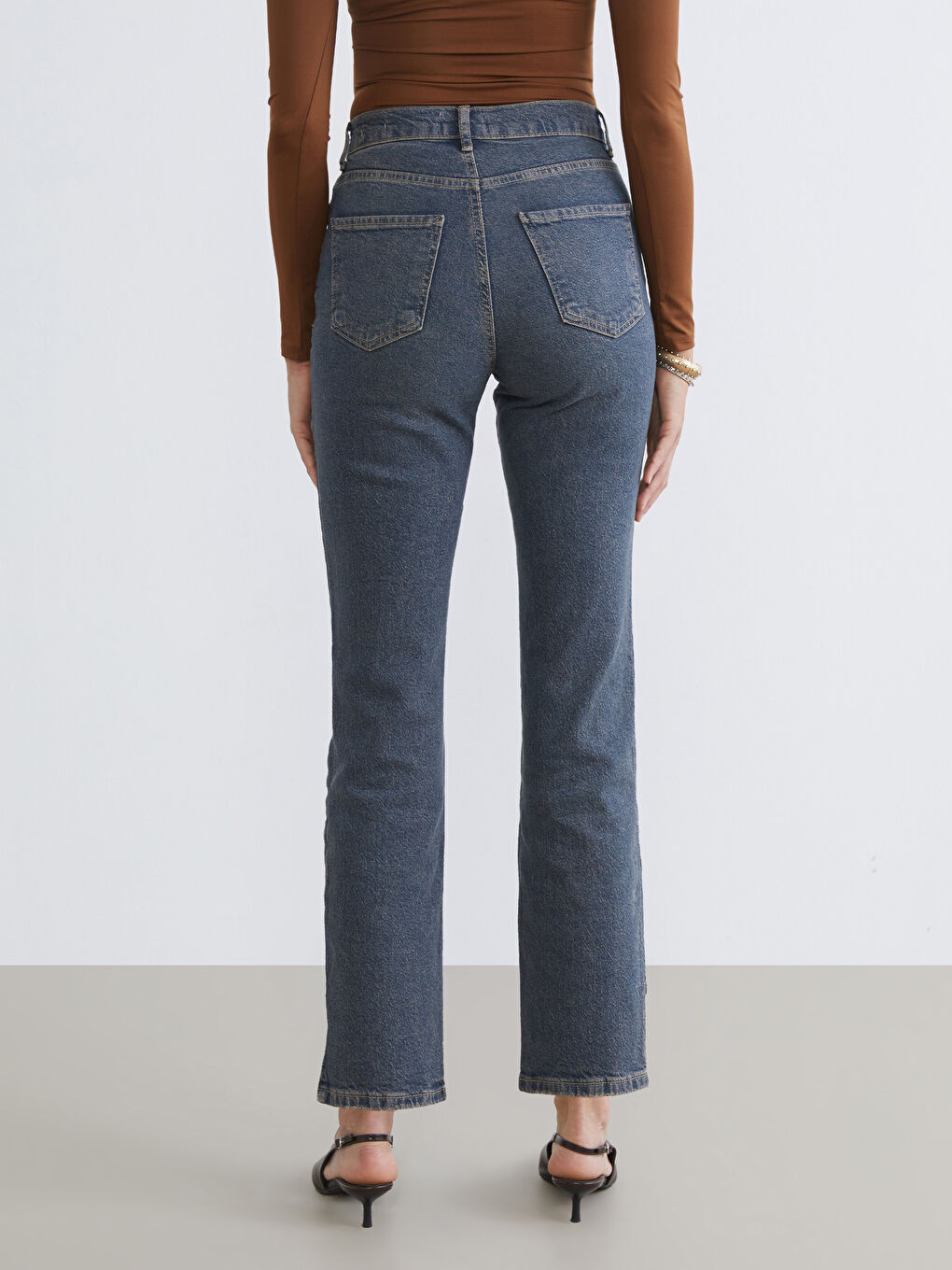 İndigo Mom Fit Kadın Jean Pantolon-3