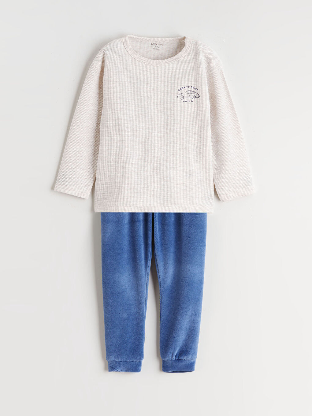 Ekru Bisiklet Yaka Erkek Bebek Sweatshirt ve Eşofman Altı