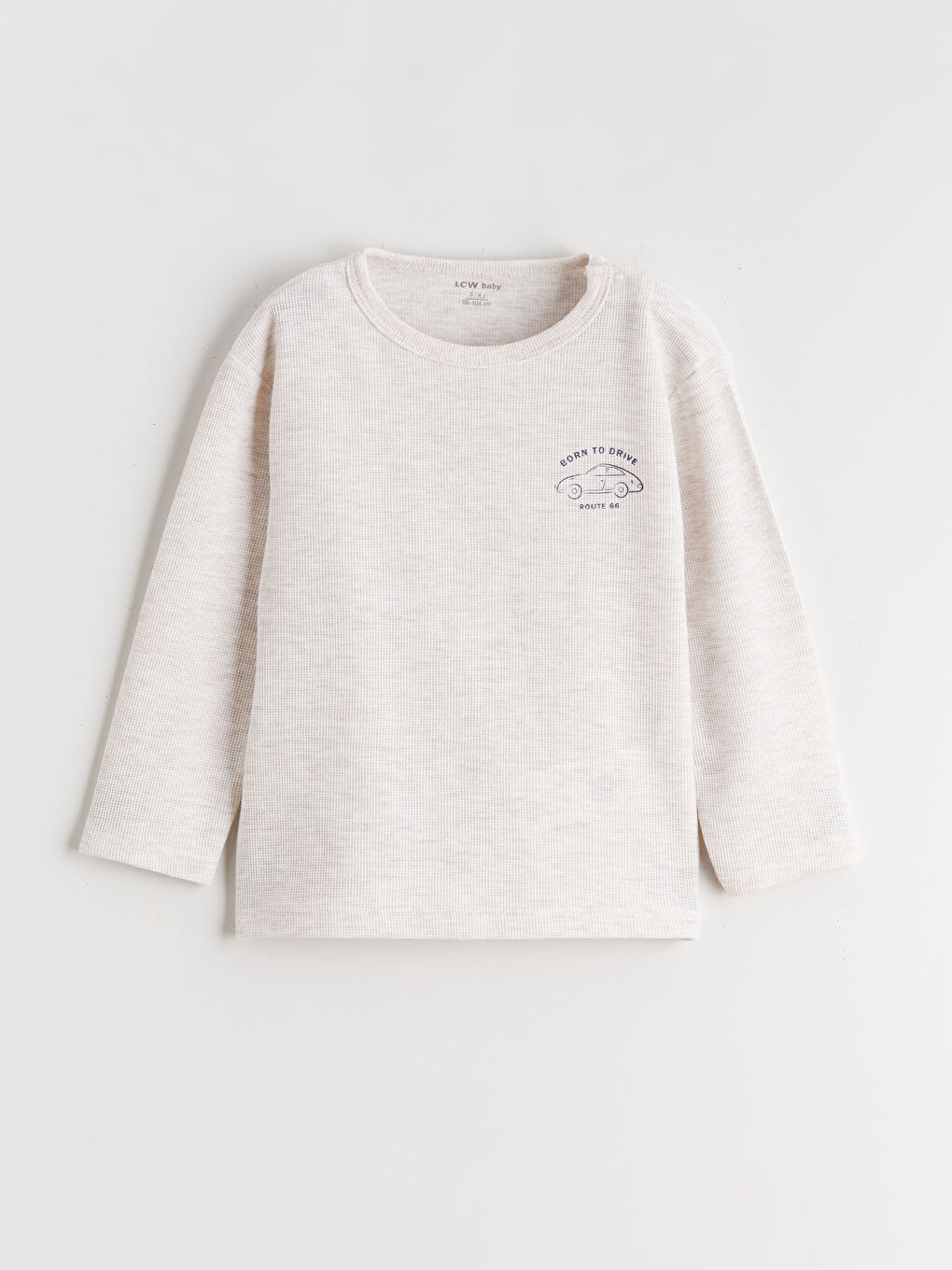 Ekru Bisiklet Yaka Erkek Bebek Sweatshirt ve Eşofman Altı-1