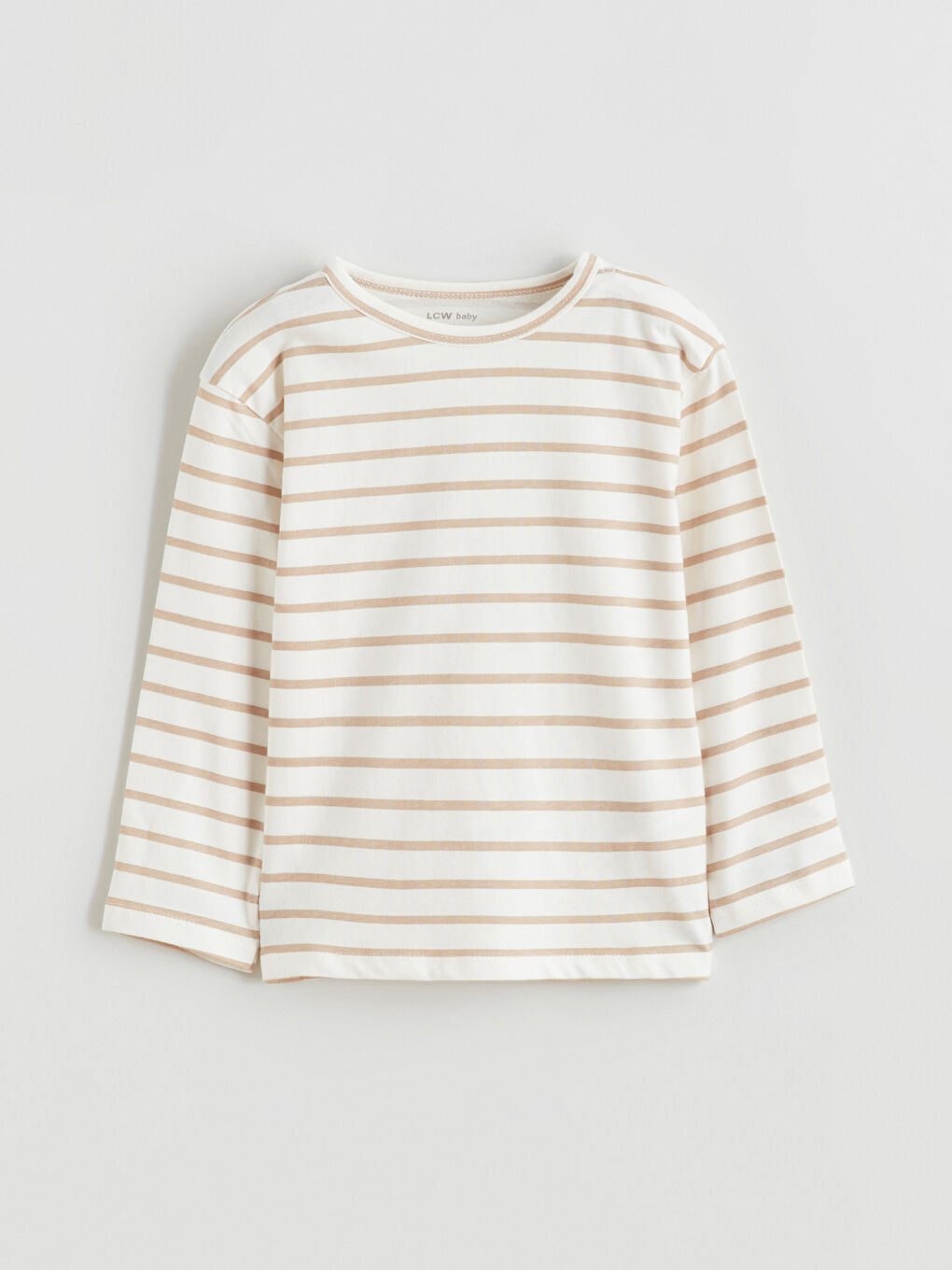 Ekru Bisiklet Yaka Çizgili Erkek Bebek Pijama Takımı-1