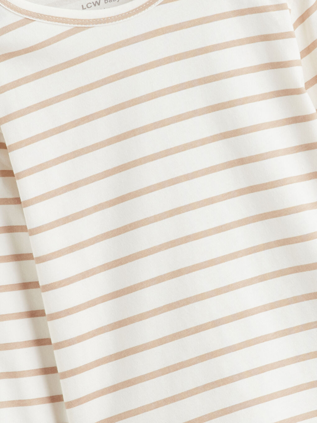 Ekru Bisiklet Yaka Çizgili Erkek Bebek Pijama Takımı-2