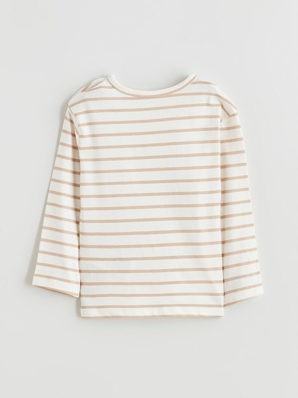 Ekru Bisiklet Yaka Çizgili Erkek Bebek Pijama Takımı-4